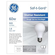 GE Lighting 72549 60-Watt Rough Service Frost A-Line Light Bulb, 2-Pack
