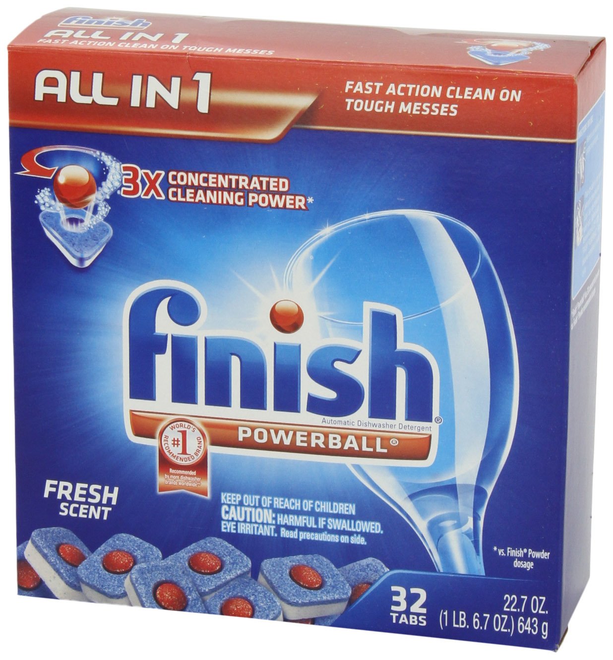 Купить Finish Powerball Tabs Dishwasher Detergent Tablets, Fresh Scent