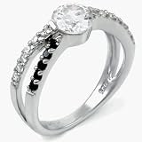 Sterling Silver Cubic Zirconia Black&white CZ Fashion Ring - size 5
