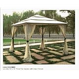 DC America LQGO19323MBR 10-Foot by 10-Foot Three Tier Gazebo with Insect Screen, Dark Bronze, with Beige Polyester Top
