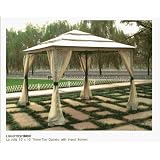 DC America LQGO19323MBR 10-Foot by 10-Foot Three Tier Gazebo with Insect Screen, Dark Bronze, with Beige Polyester Top