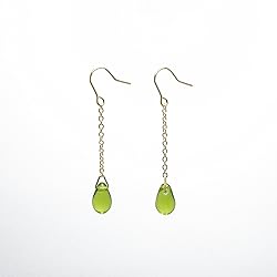 drop.チェコガラス ドロップ チェーン ピアス 