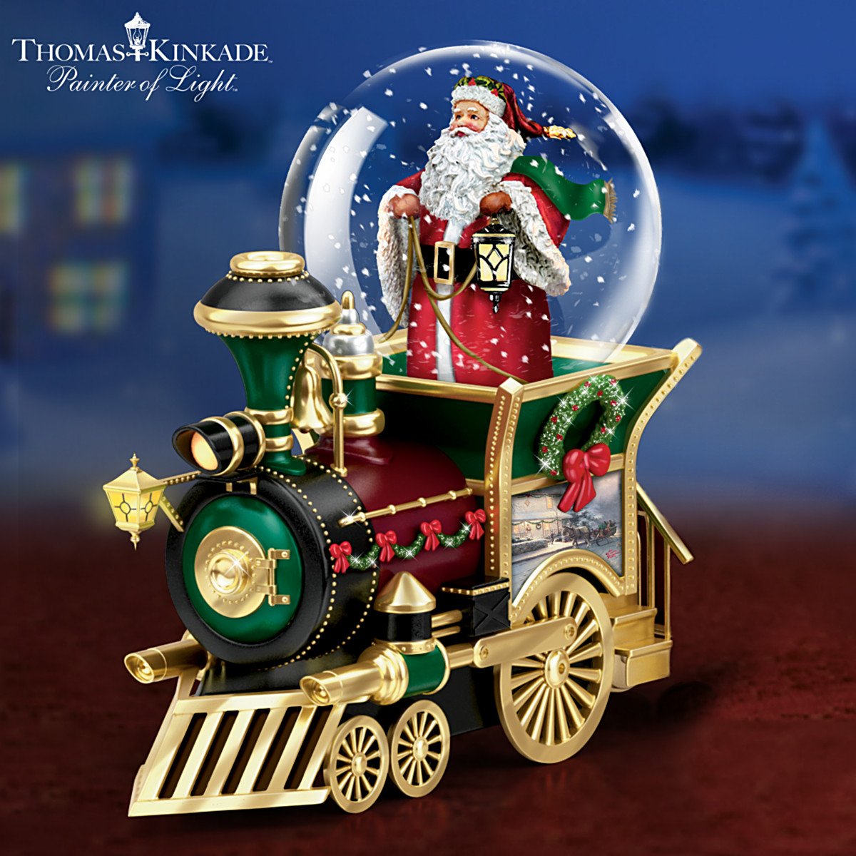 Thomas Kinkade Santa Claus Is Comin' To Town Musical Snowglobe Train Car by The Bradford Exchange