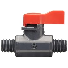 Asahi America Labcock PVC Ball Valve, Inline, Unibody, Lever, 1/4" NPT Male