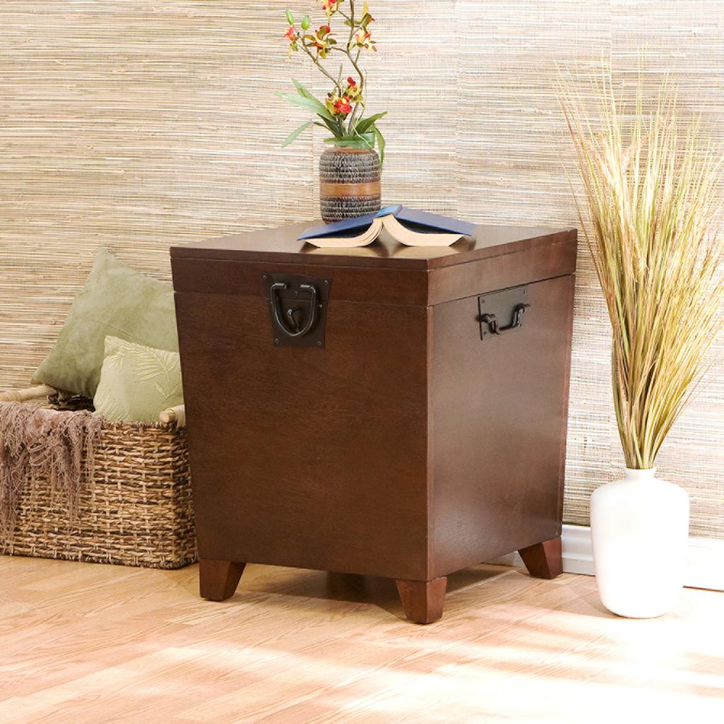 SEI Espresso Pyramid Trunk End Table End Tables Living Room
