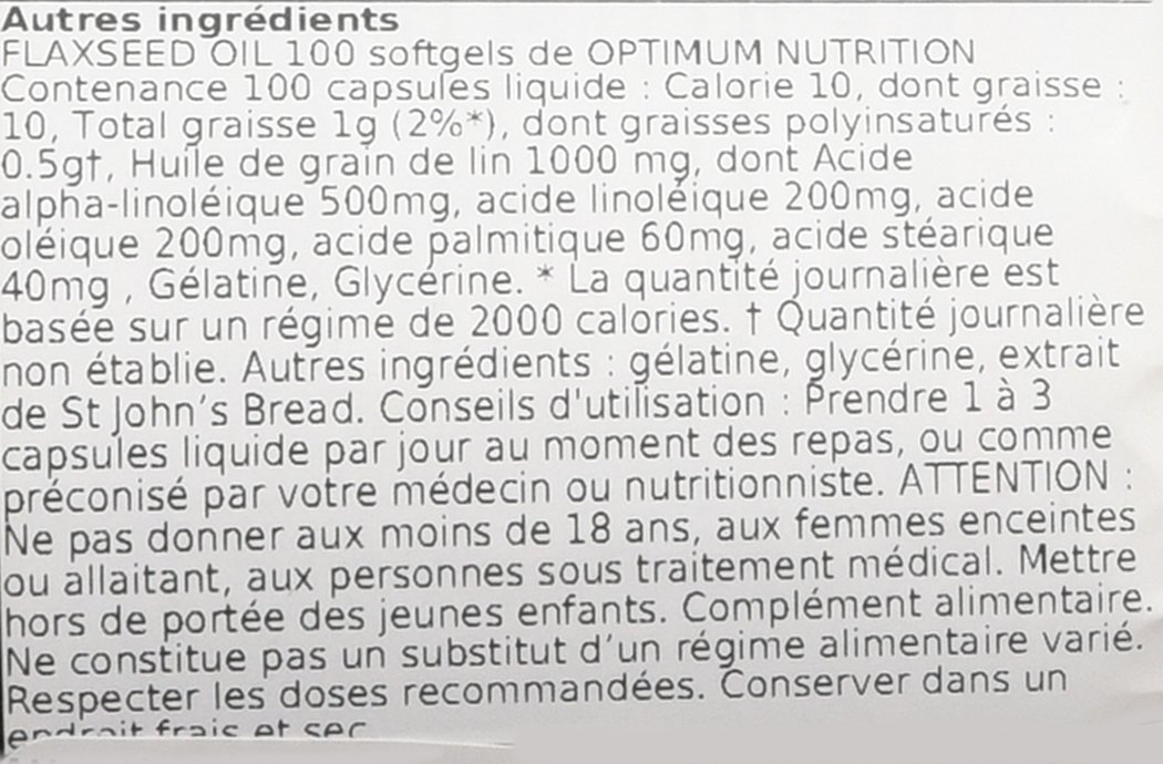 Amazon.com: Optimum Nutrition Cold-Pressed Flaxseed Oil 1000mg ...