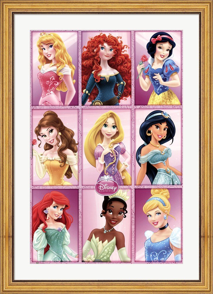 Amazon.com: Disney Princess - Grid Canvas Art Wall Picture, Museum ...