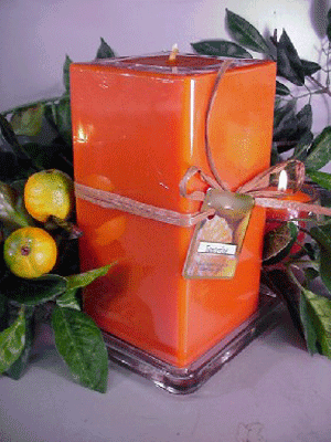 Tangerine Citrus Scented Square Pillar Candle 26 Oz.