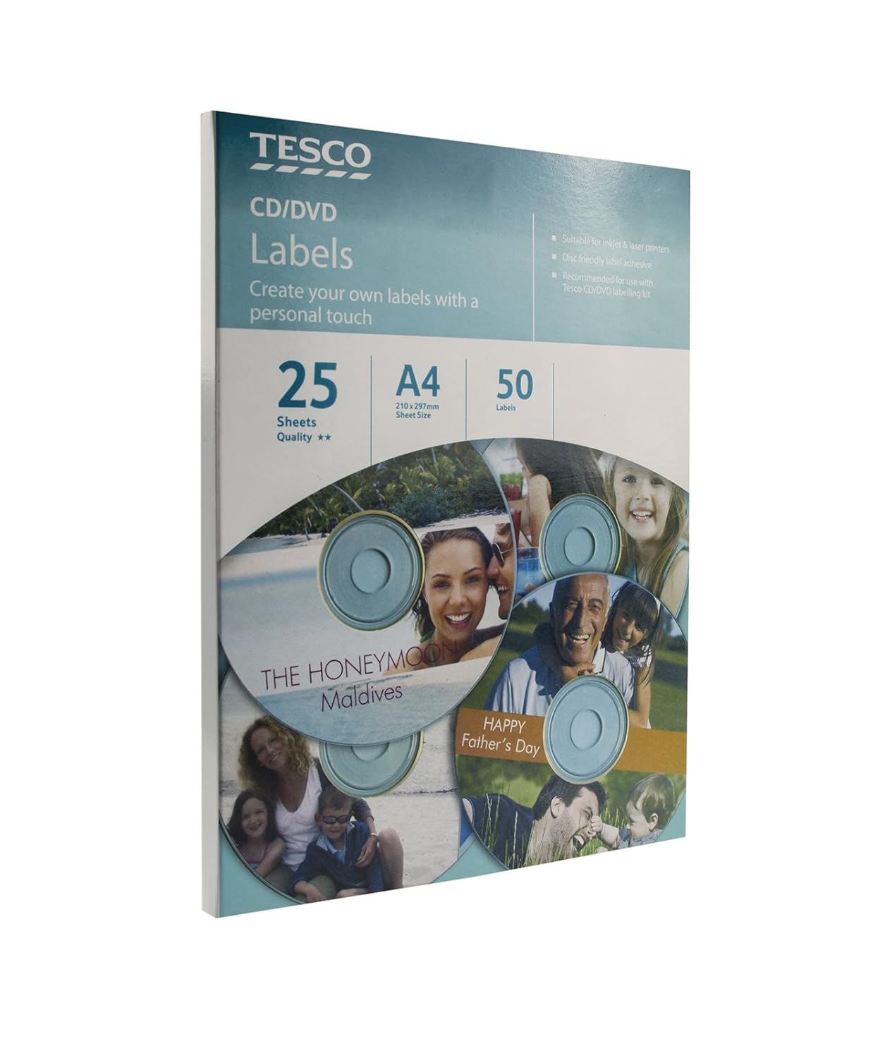 4 Pack Tesco CD / DVD / BluRay Disk White Self adhesive Labels ( 200