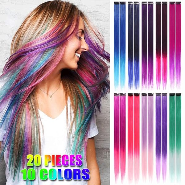 20 Pcs Ombre Colored Clip In Hair Extensions 21 Inch Heat