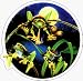 Rastafarian Jamaican Frogs with Maracas, Tams, The Moon and a Spliff - Round Sticker ...