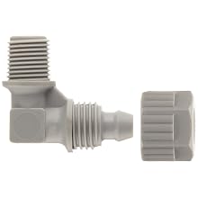 Tefen Fiberglass Polypropylene Compression Tube Fitting, 90 Degree Elbow Adapter, Gray, Tube OD x NPT Male