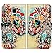 Bfun Packing Colorful Floral Elephant Wallet Leather Cover Case for Samsung Galaxy Note 4
