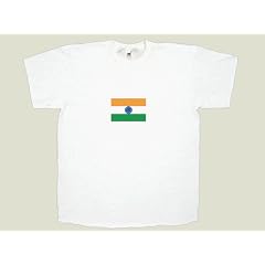 T-Shirt mit Flagge Indien, wei�, Gr��e L