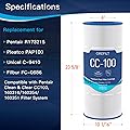 Grefilt  Pool Filter Cartridge, Compatible with Pentair CC100, 100 sq.ft, Dimensions: 23 5/8" x 10 1/16" 