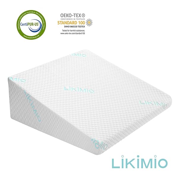 Likimio Bed Wedge Pillow For Sleeping 3 Memory Foam Top Layer