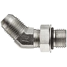 Brennan 6802-06-06-NWO-SS, Stainless Steel, 37 Degree Flared Tube Fitting, 06MJ-06MAORB 45 Degrees Elbow , 3/8" Tube OD