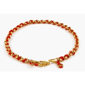 14K Gold Vermeil Kabbalah Bracelet, 8.0 inches