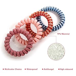 Spiral Hair Ties No Crease Colorful Coil Hair Ties For Women
