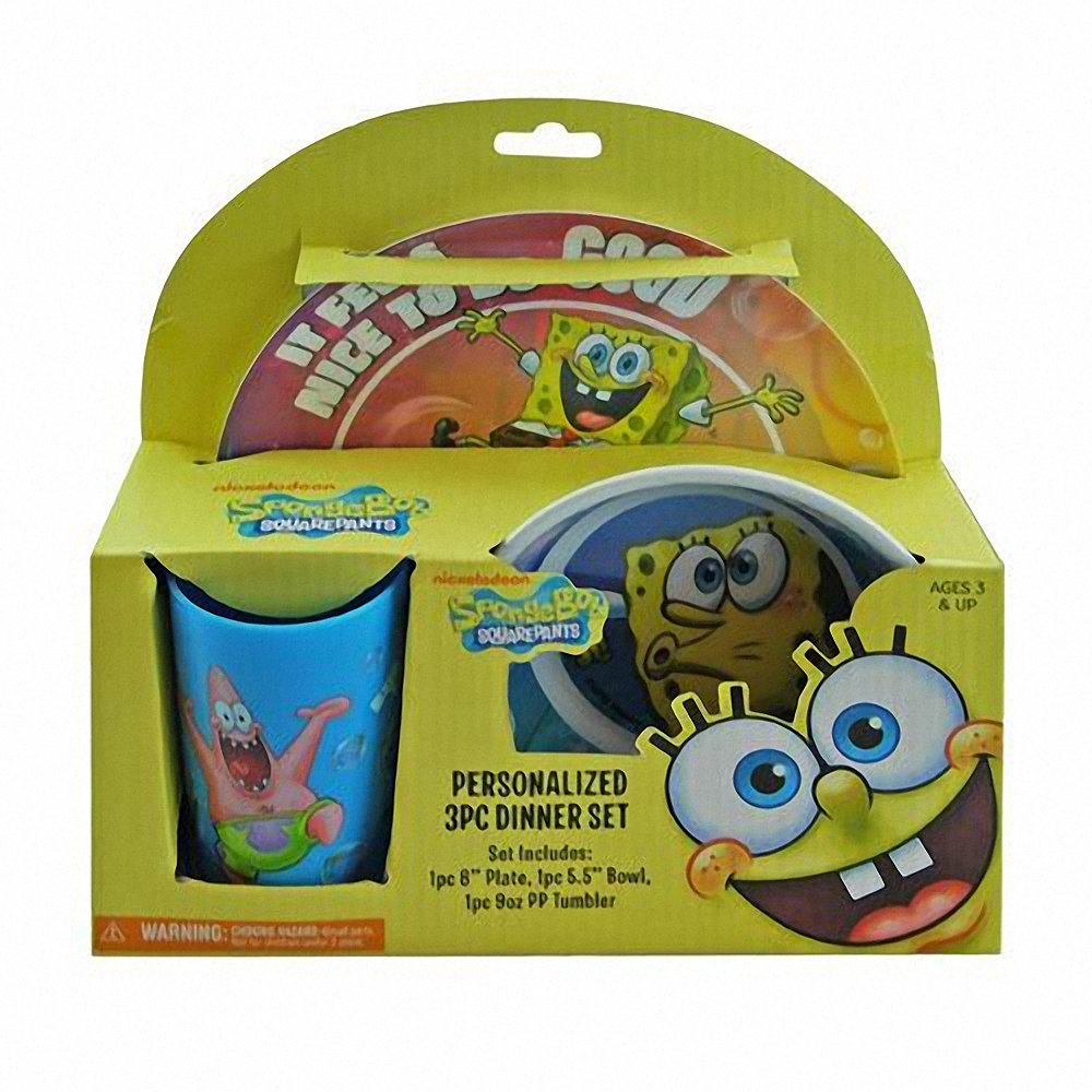 Sponge Bob SquarePants Mealtime Dinnerware Set Includes Plate Bowl and