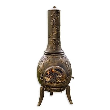 Terrassenofen Bronze Aus Massivem Gusseisen 50 Kg Schwer 120 Cm Hoch Inkl Schaufel Haken Garten Kamin Gussofen Feuerstelle Demannxh21