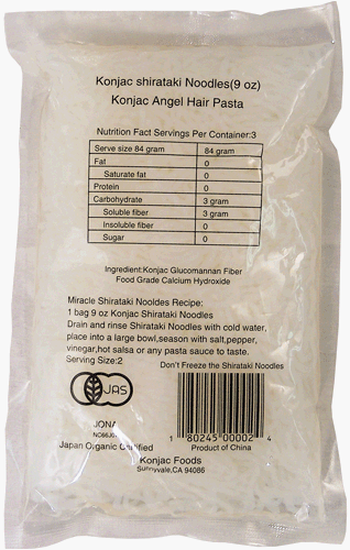Konjac Shirataki Angel Hair Pasta Noodles 9 oz. bag