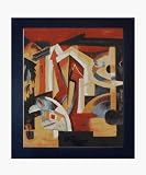 Art Reproduction Oil Painting - Abstract: Abstract Composition with New Age Wood Frame - Black Finish - Standard 20x24 - Hand Painted Framed Canvas Art