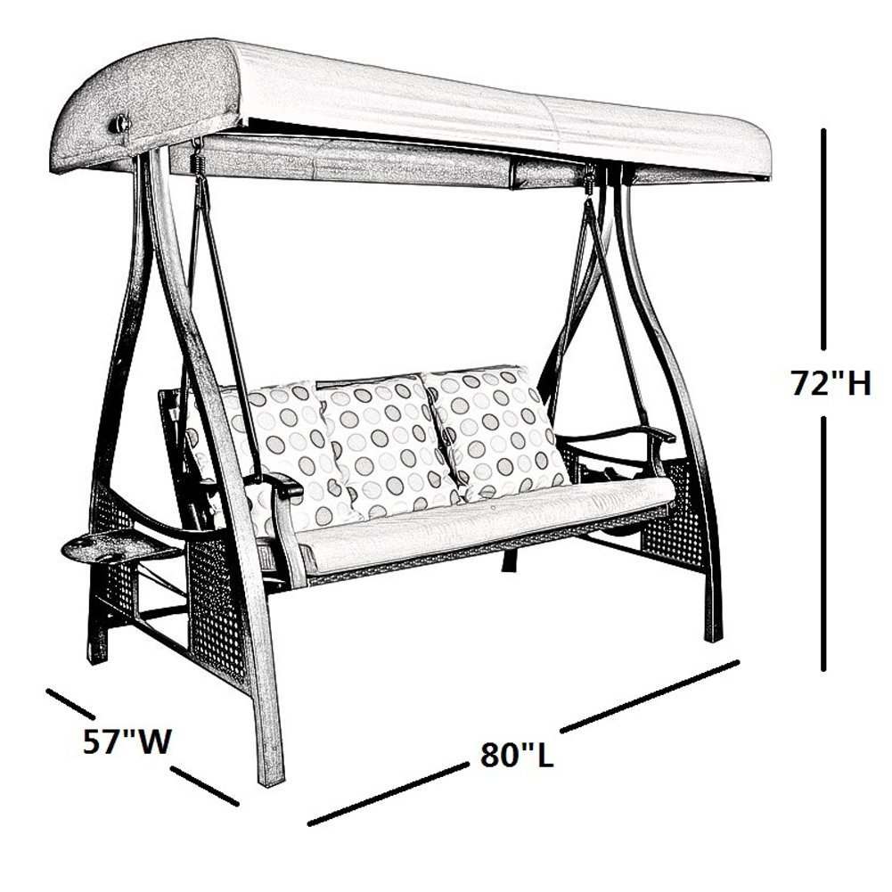 Abba Patio Outdoor 3 Triple Seater Hammock Swing Glider Canopy Cover