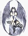 Midnight Fairy - Raven Haired Fairy with Silver Angel Wings by Amy Brown - Sticker / Decal with Clear Background