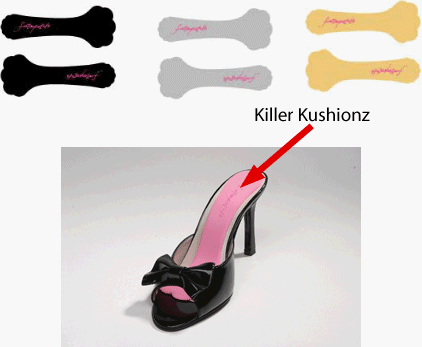 Killer-Kushionz - Full Insole Support for Heels by Foot Petals in Black, Buttercup or Silver Rose