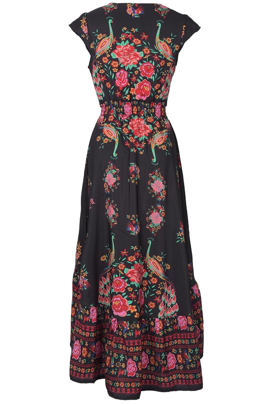 Cupshe Fashion Women’s Vintage Printing Plunging High Low Maxi Dress