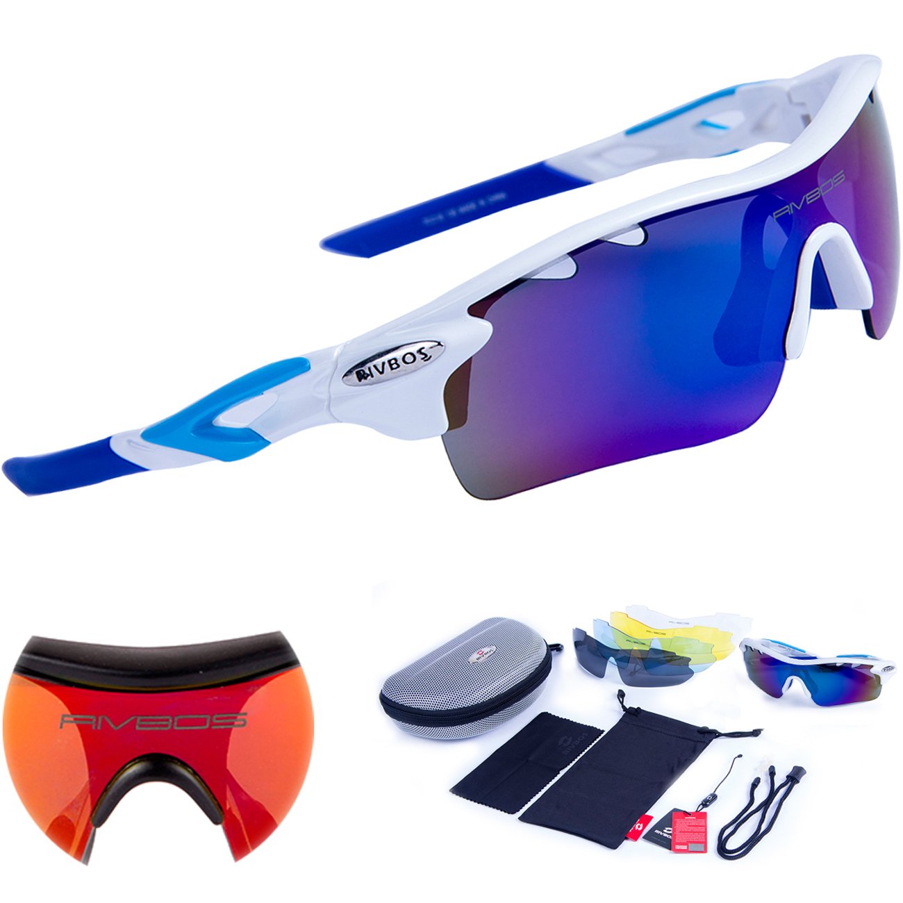 RIVBOS 801 POLARIZED Sports Sunglasses with 5 Interchangeable Lenses