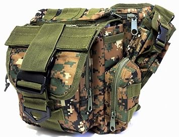 【クリックで詳細表示】Green Standard 丈夫で機能性も充実 ミリタリー ワンショルダーバッグ 特厚ナイロン製 (デジタル迷彩)： スポーツ＆アウトドア
