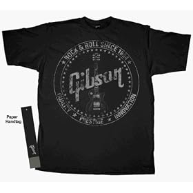 Gibson PRESTIGE LES PAUL Guitarist Musician Artist Band Adult Black Tee T-Shirt