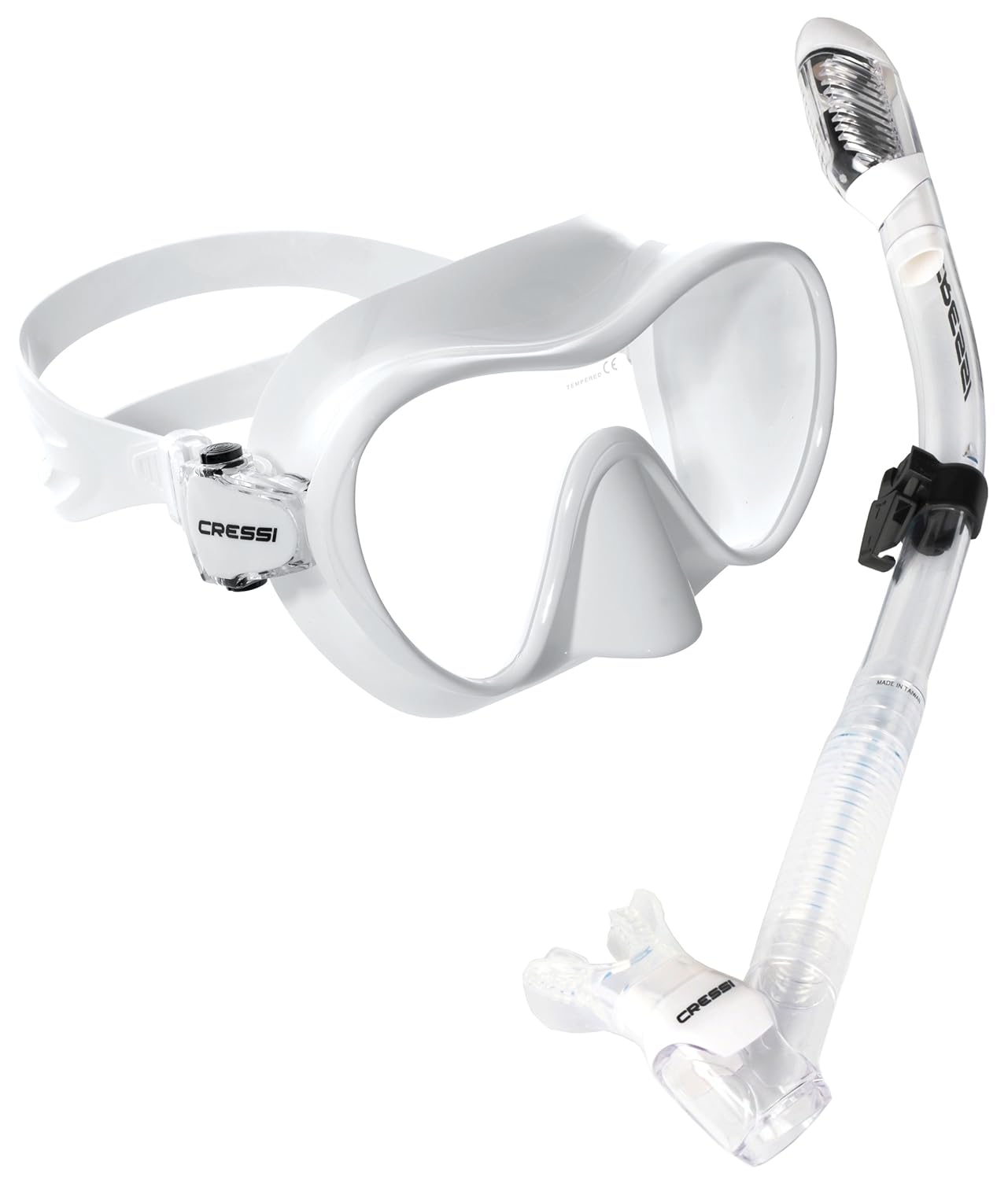 Cressi Frameless Asian Fit Scuba Snorkeling Dive Mask Dry Snorkel Set