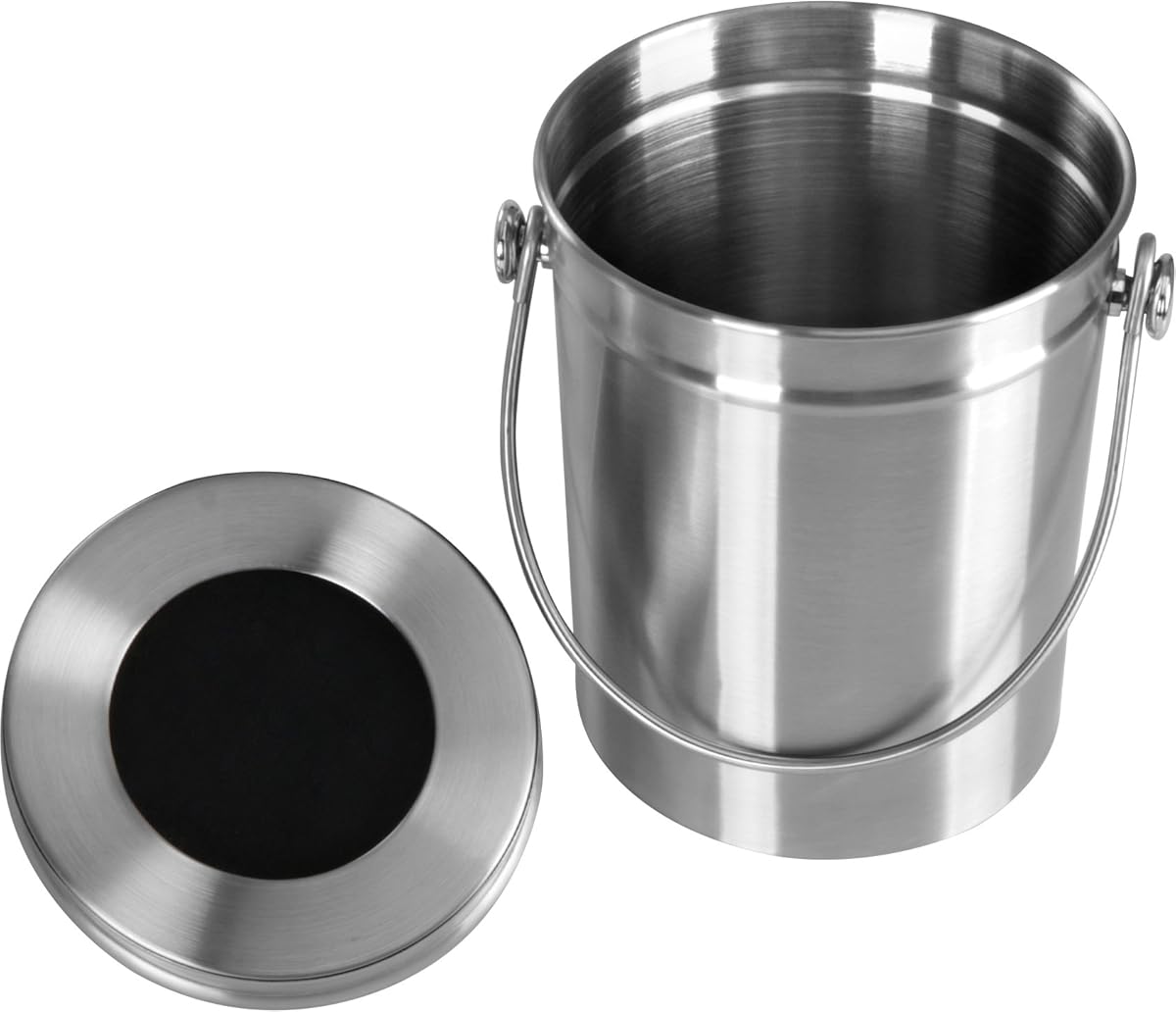 Premium Quality Stainless Steel Compost Bin 1.3 Gallon, Includes Charcoal Filter Utopia Kitchen