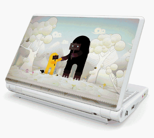 Snow Monsters Design Skin Cover Decal Sticker for Asus Eee PC 1005HA / PC 1008HA Netbook Laptop