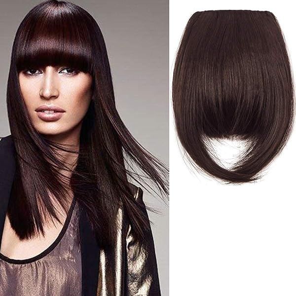 2pcs Clip In Bangs Hair Extensions Thick Full Neat Bangs Fringe