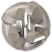 Precision Twist EB3304 Solid Carbide End Mill, Uncoated (Bright) Finish, 4 Flute, Ball End