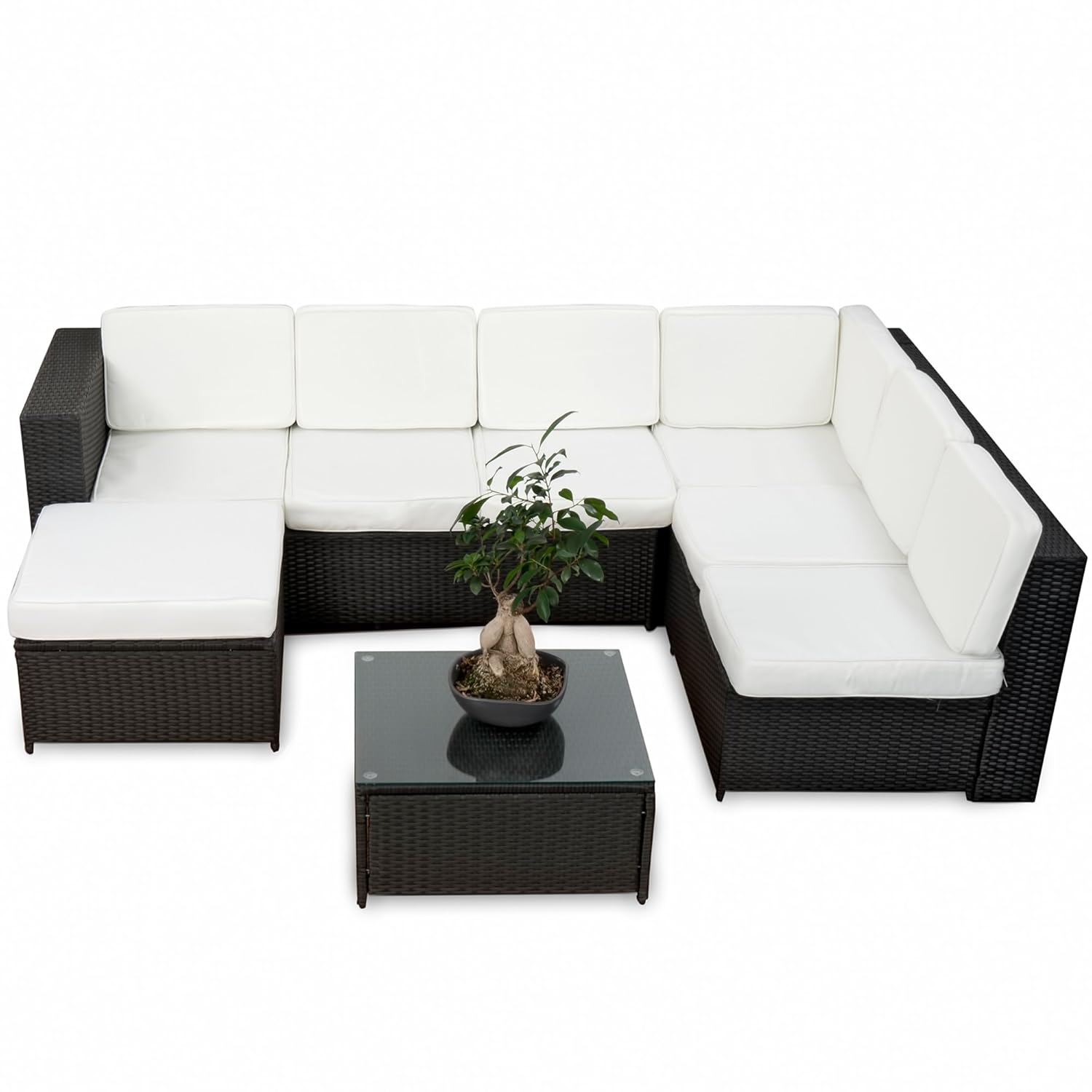 Gartenmöbel Polyrattan Lounge Schwarz