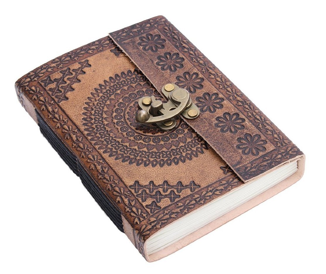 HANDMADE EMBOSSED Locking Planner Lock Notebook Book LEATHER DIARY