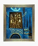 Art Reproduction Oil Painting - Abstract: Vision From The Outback with Silver Scoop with Swirl Lip - Silver Frame with Champagne Highlights - Standard 20x24 - Hand Painted Framed Canvas Art