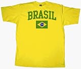Brazil National Futbol Soccer Team Classic Adult Bright Yellow T-Shirt Tee, XL