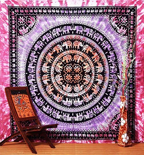 Special Hand Tie Dye Elephant Mandala Tapestry, Elephant Mandala Hippie Boho Wall Hanging, Tapestry Throw Tie Dye Wall Tapestries...