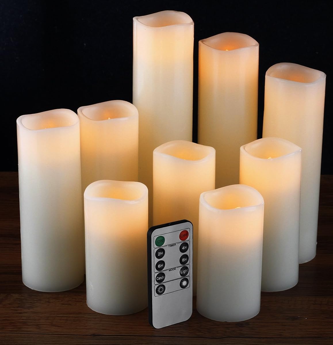 comenzar Flameless Candles, Battery Candles Set of 9(H 4" 5" 6" 7" 8" 9
