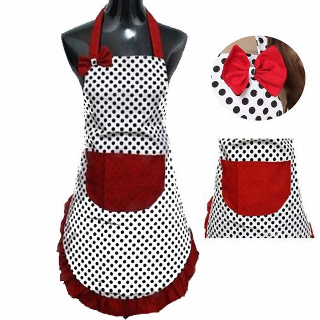 dzt1968 Cute BowKnot Lady's Girls Kitchen Restaurant Bib Cooking Aprons