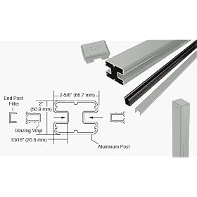 CRL AWS 2" x 2-5/8" Rectangular 180 Degree Agate Gray 48" End Post Kits