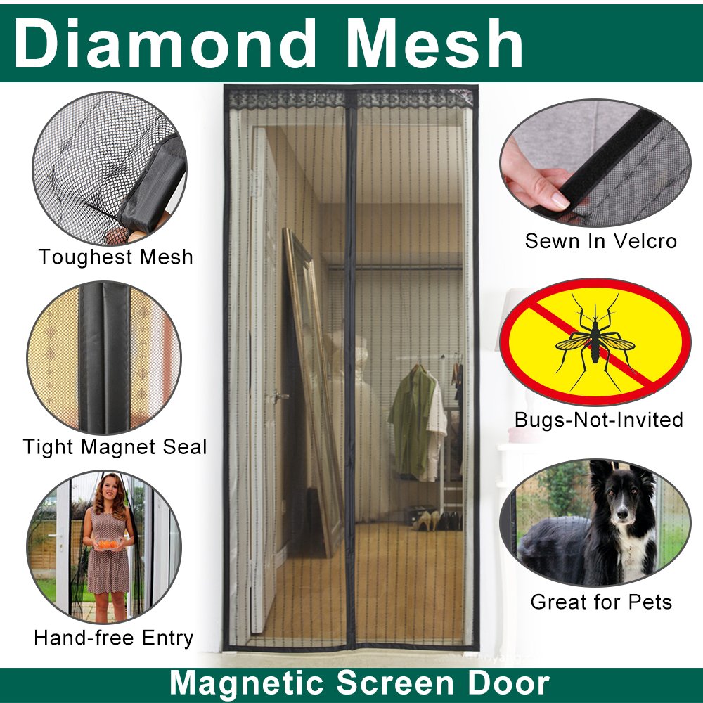 Magnetic Screen Door Mesh Curtain Full Frame Velcro.Screen Door Size 39"X 99".. 19 71n3UDHh%2BjL