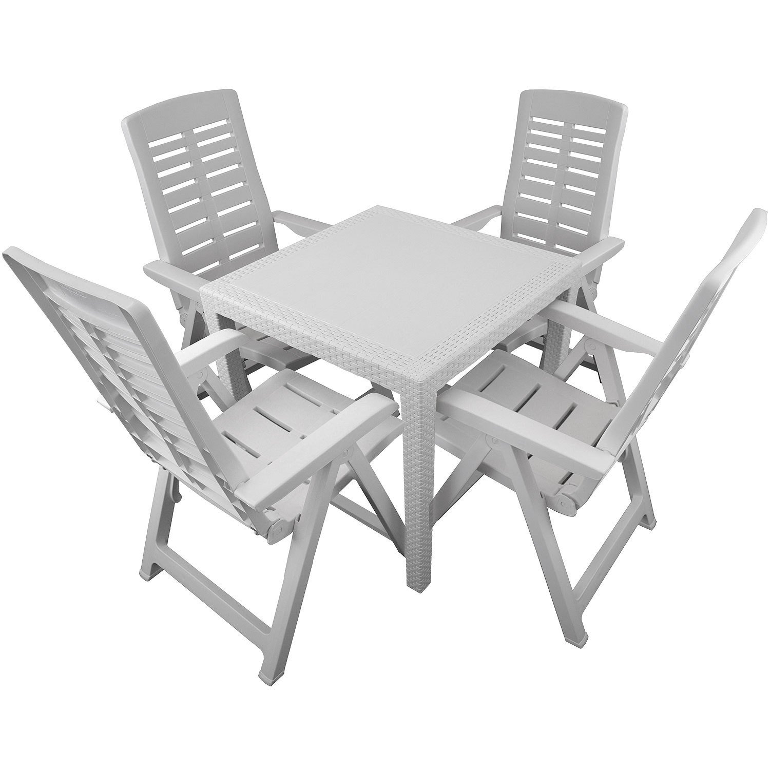 5tlg. Gartenmöbel Set Gartengarnitur Gartentisch 70x70xH72cm + 4x