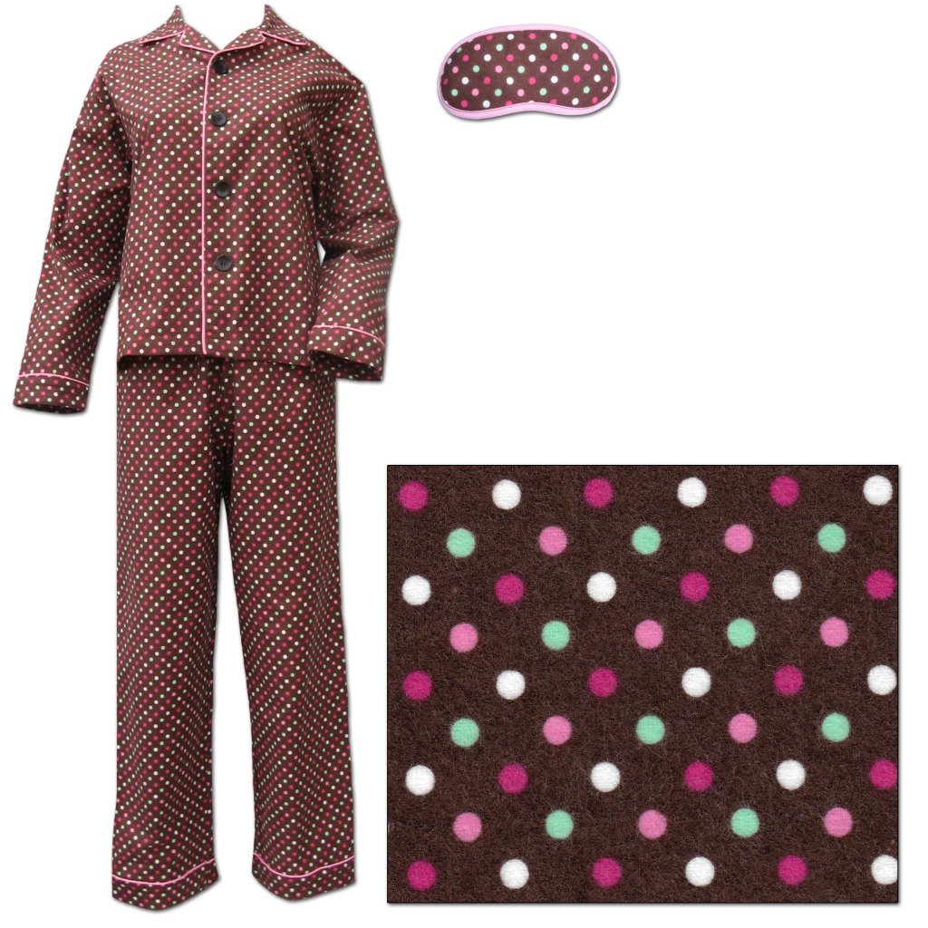 The Cat's Pajamas Polka Dot Women's Cotton Flannel Pajama with Pink Piping